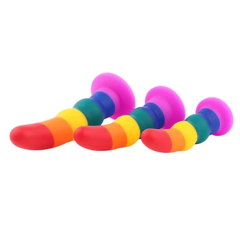 Rainbow Silicone Dildos Anal Plug Realistic Dildo Suction Cup Dildo Sex Toys for Women Lesbian Masturbators Penis tools 5