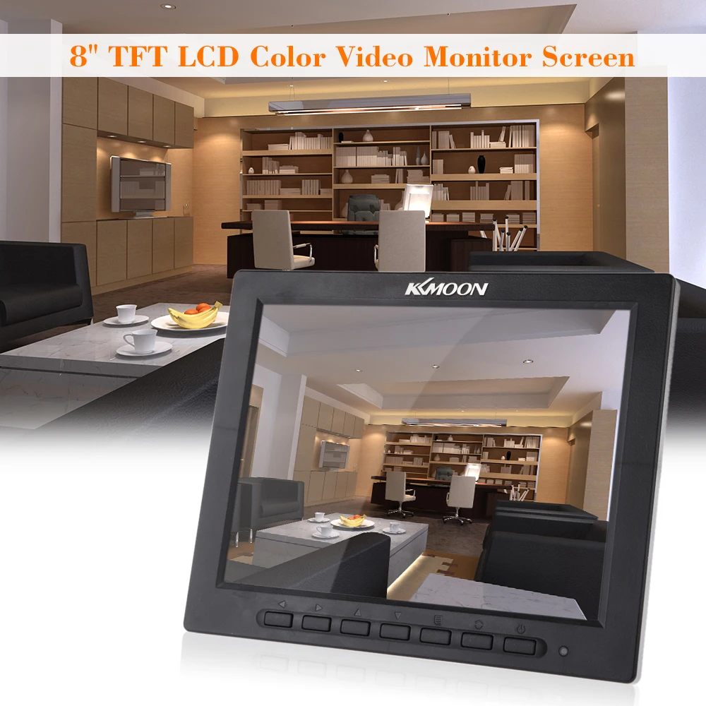 8 Inch TFT LCD Color Video Monitor CCTV Monitor Screen VGA BNC AV Input for PC CCTV Security Remote and Stand Rotating Screen monitor for cctv