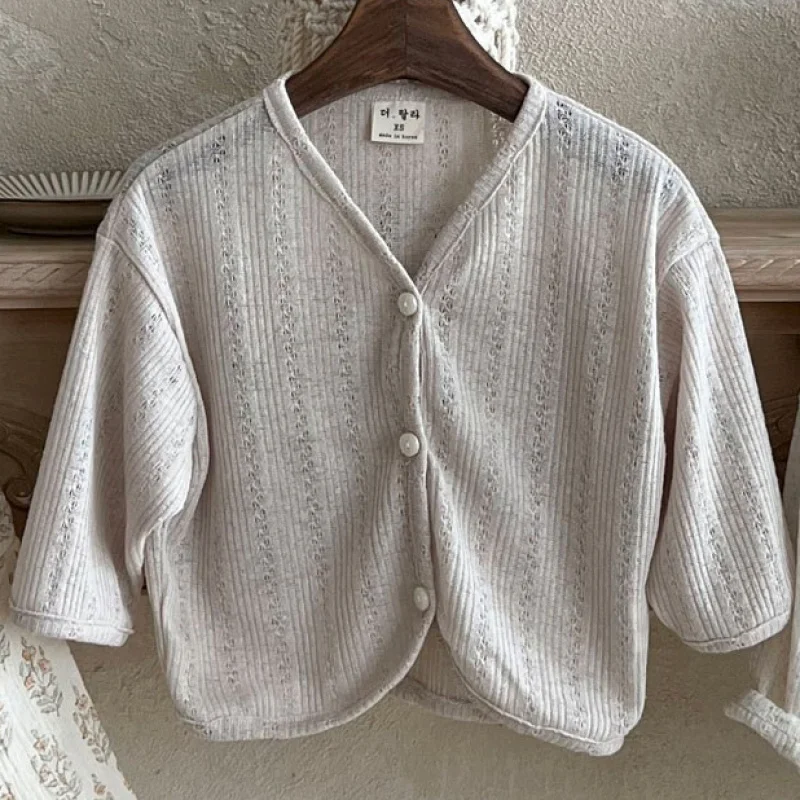 어린이 봄 여름 재킷 의류  부드러운 코트  자외선 차단제 얇은 에어컨 카디건 아웃웨어 소녀와 소년을위한