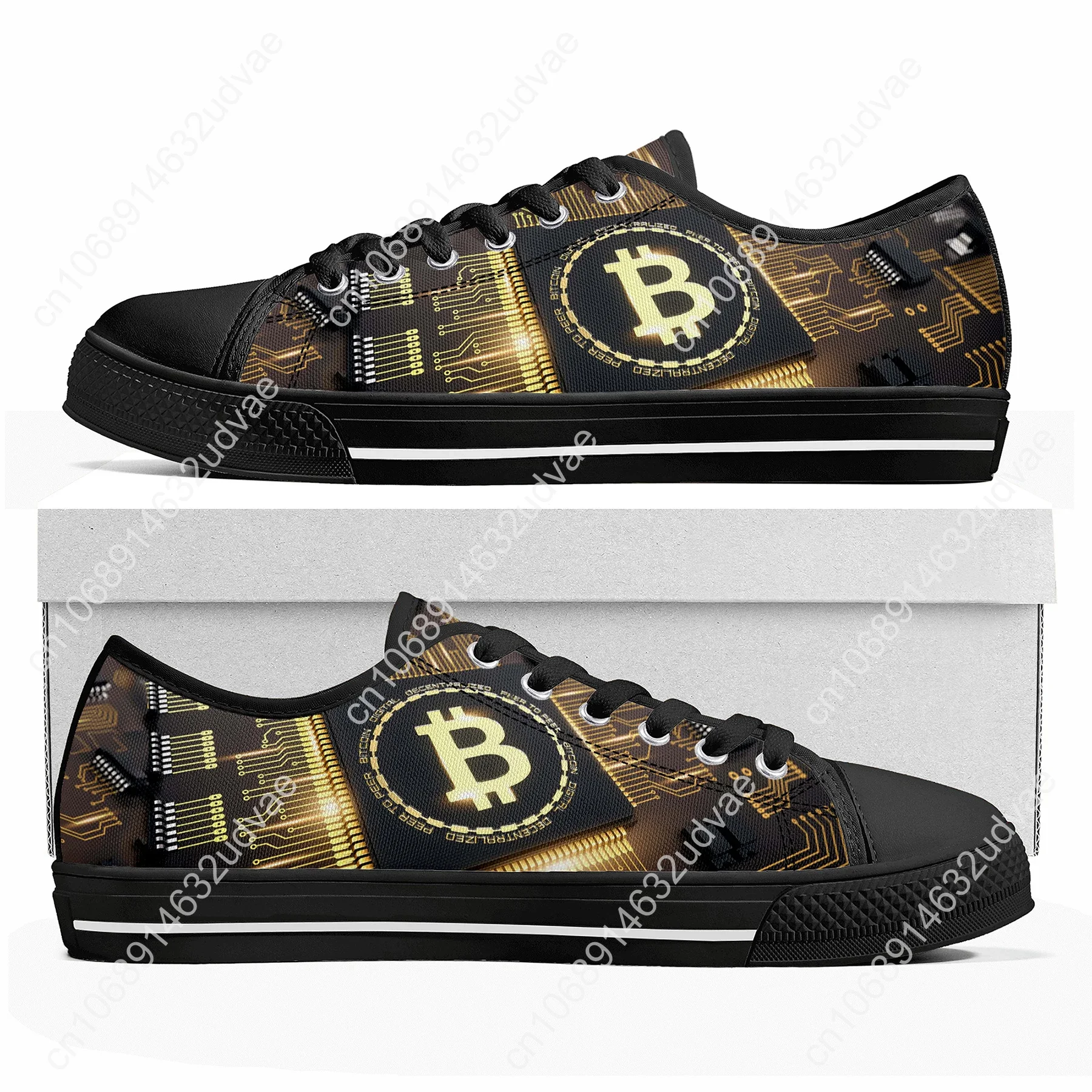 Bitcoin Low Top Sneakers Cryptocurrency Miner BTC Coin Mens Womens Teenager Canvas Sneaker Couple Shoes Custom Shoe 4