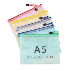 Versatile Mesh Zipper Pouch Set - 7-Piece Stationery and Document Organizer Collection (5pcs A5 random color)
