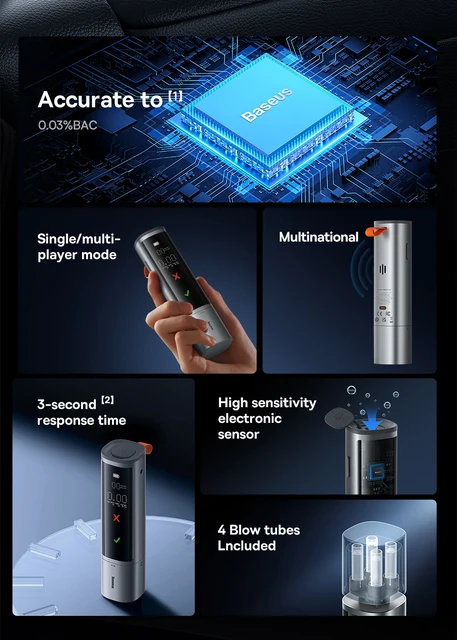 Baseus Digitaler Alkoholtester Elektronischer Atemalkoholtester mit  LCD-Anzeige Tragbarer wiederaufladbarer Trunkenheitsfahrer-Analysator Sale  - Banggood Deutschland Mobile-arrival notice