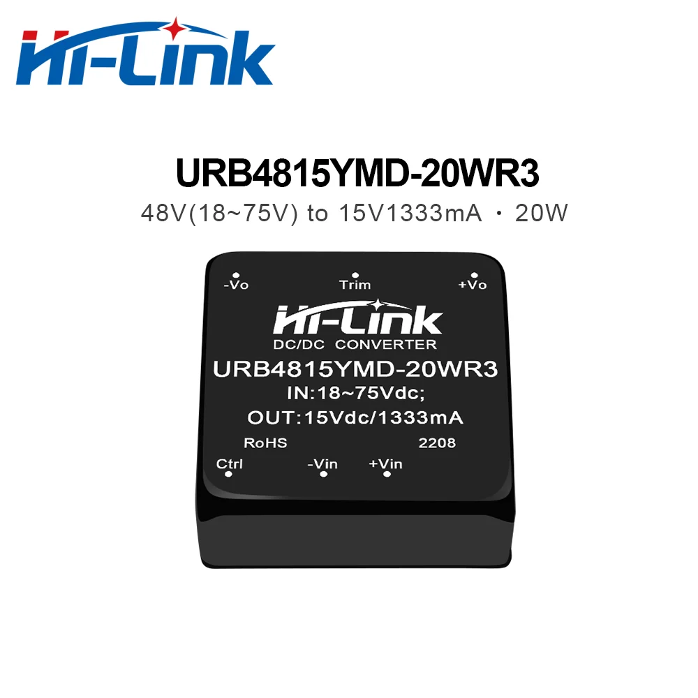 Hi-Link DC-DC 48V to 5V 12V 15V 24V Step Down Converter Mini Isolated Power Supply Module URB4805YMD-20WR3 URB4812YMD-20WR3