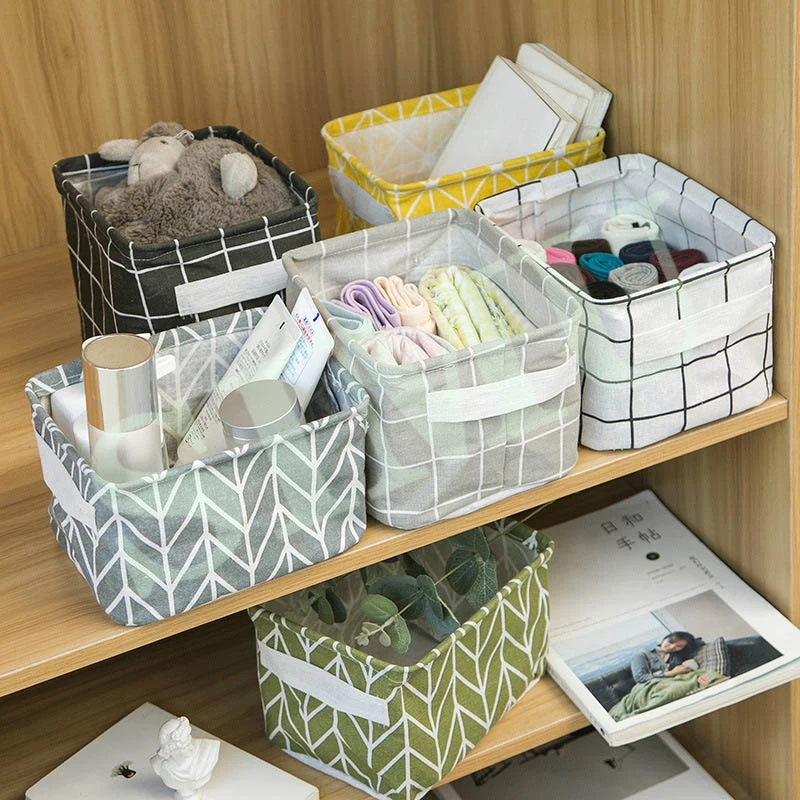 

Fresh Pastoral Fabric Storage Basket Linen Desktop Storage Basket Sundries Toy Storage Box Office Stationery Storage Box