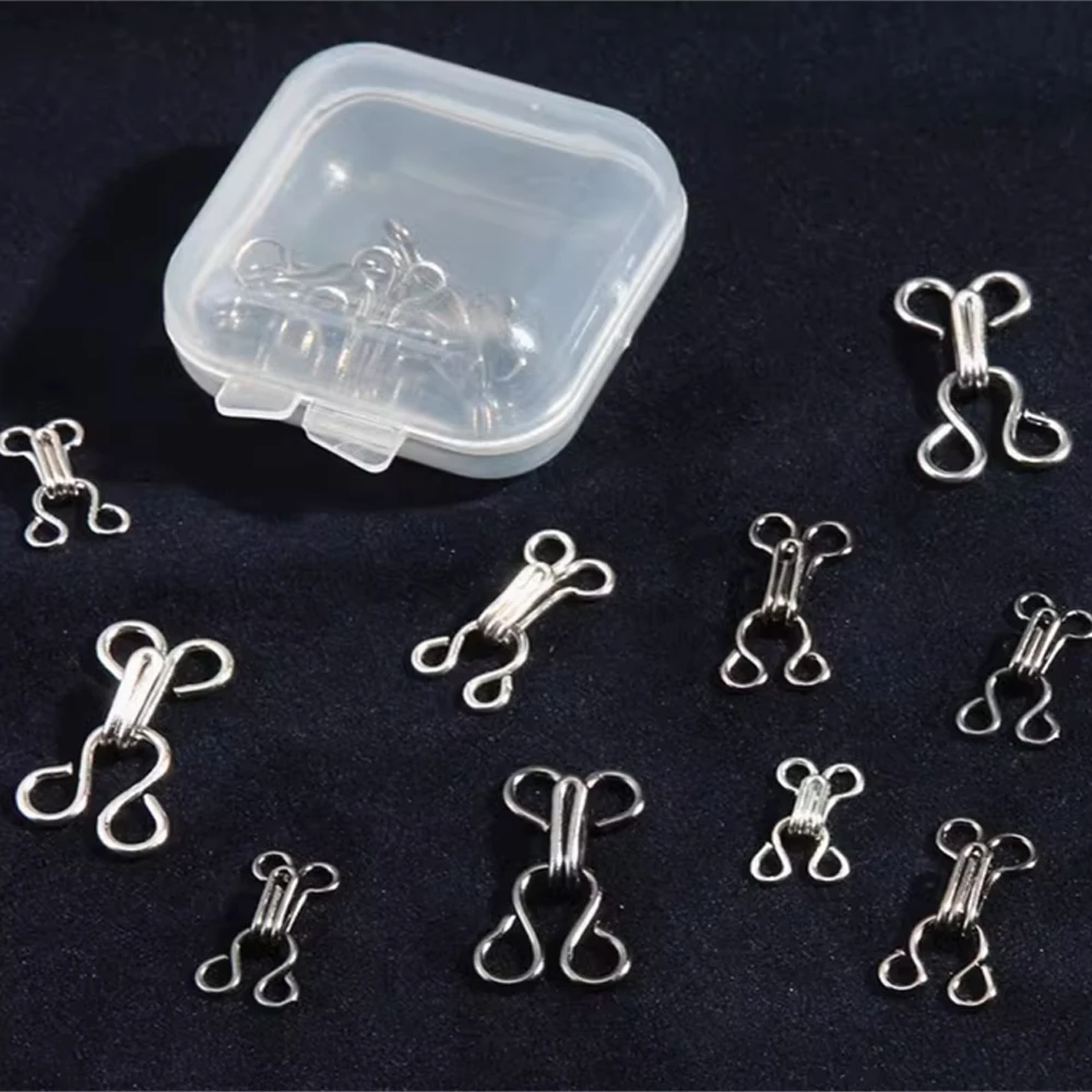 DIY 200Pairs/lot 0/1/2# Metal Brass Hook Eye Pant Skirt Dress Bra Underwear Small Hooks Silver/Black Nickle free shipping HE-002 6