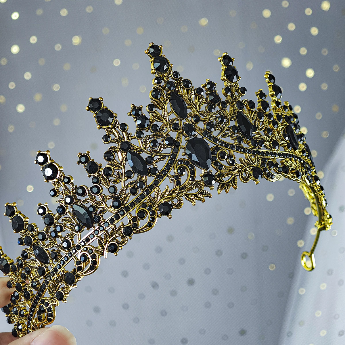 Miallo Vintage Black Rhinestone Crown And Tiara Crystal Wedding Hair Accessories Women Headband Queen Princess Head Jewelry jewelry accessories hair accessory hair headdress bridal headwear hair band crown