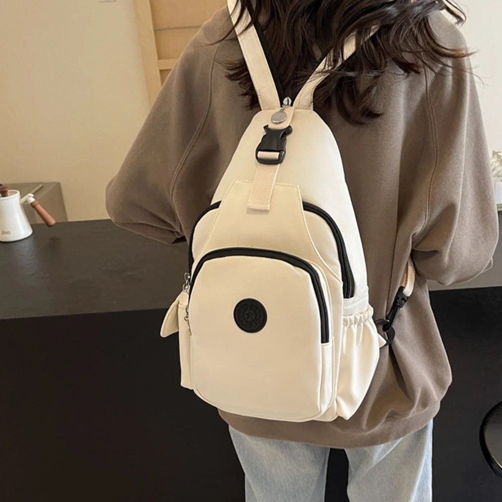 Outdoor Cycling Chest Bag Solid Color All-Match Sling Bag Multi Pocket Versatile Crossbody Bag Travel Commute Sports Backpack