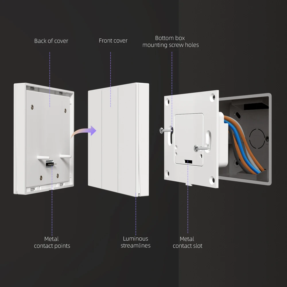 WiFi Tuya EU Smart Light Switch with Ambient Light,1/2/3/4 Gang Button Light Swi