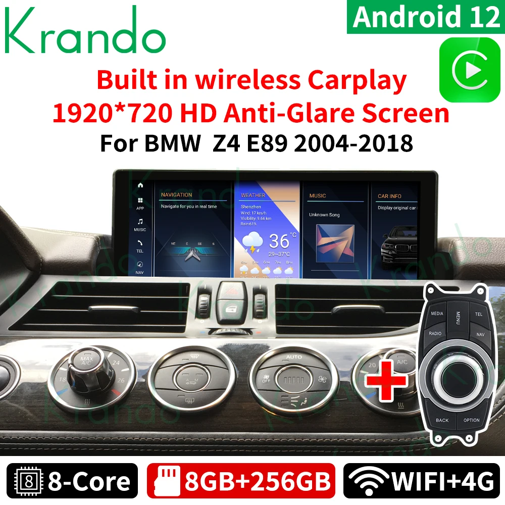 

Krando 10,25 ''Android Car Raido для BMW Z4 E89 2004 - 2018 Беспроводная навигация Carplay GPS аудио DVD мультимедиа CIC