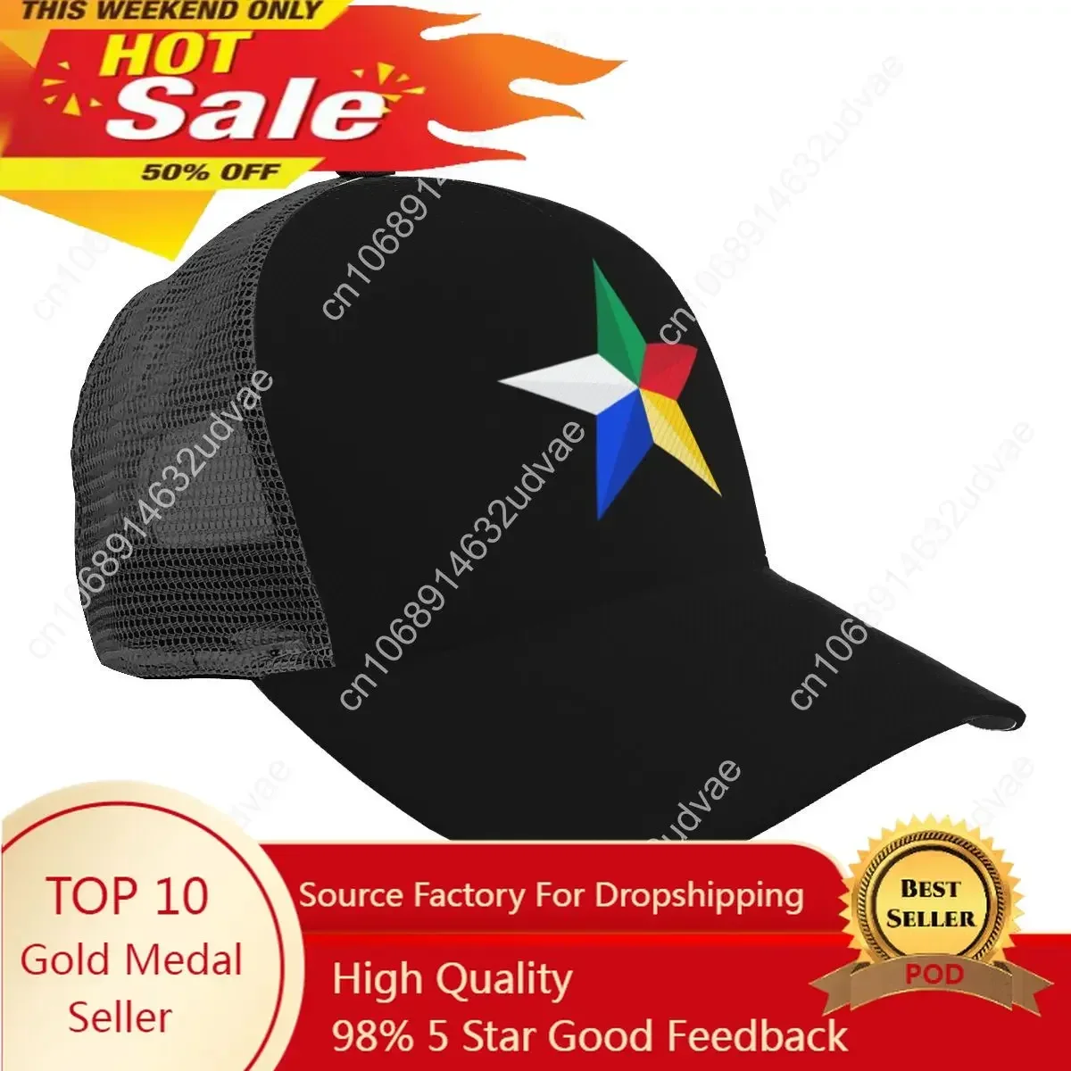 

Unisex Cap Casual Mesh Baseball Cap Druze Star Adjustable Snapback Hat For Hip Hop Trucker Cap