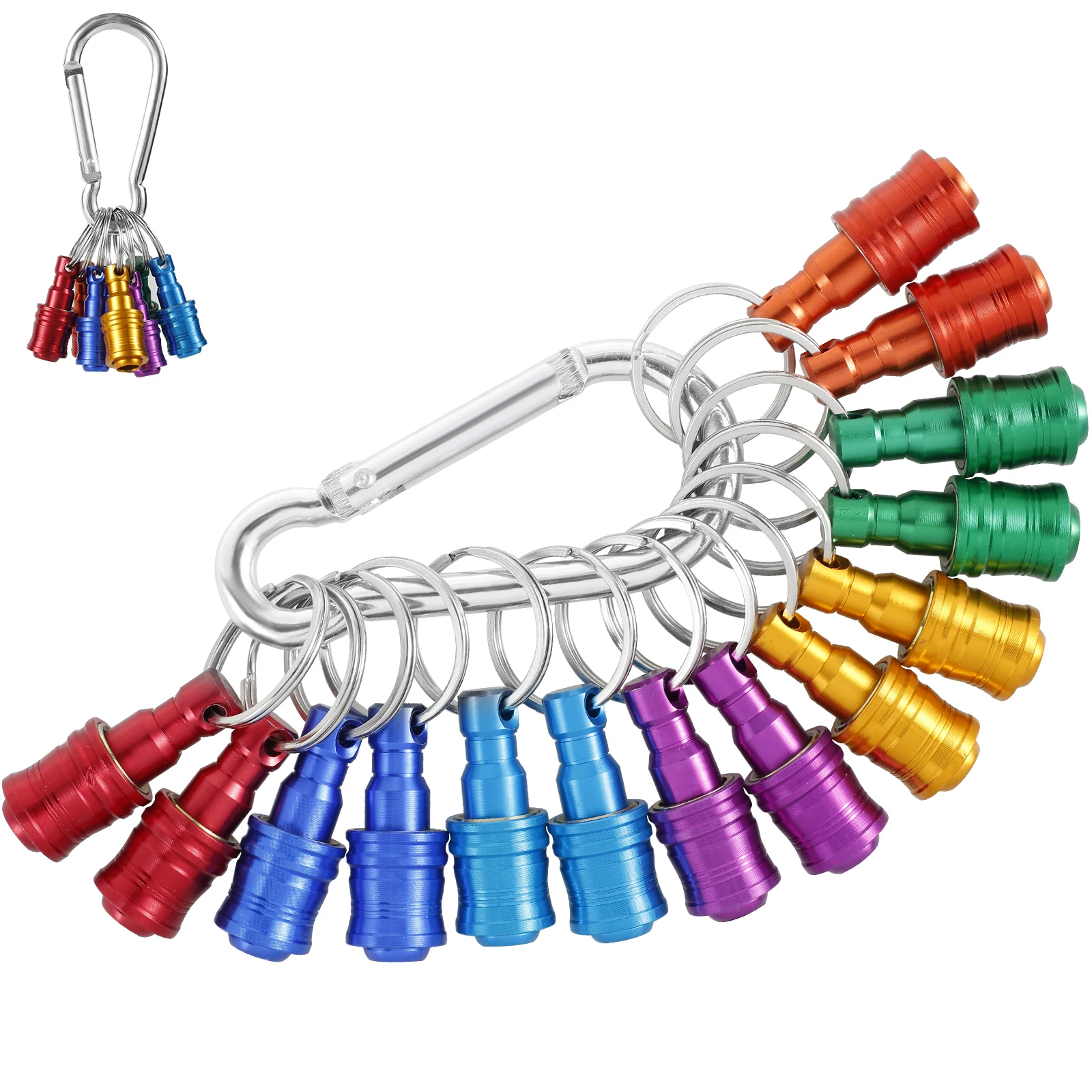 

14Pcs 1/4 Inch Round Shank Screwdriver Bits Holder Portable Extension Bar Keychain Screw Adapter Aluminum Alloy Drill Extension