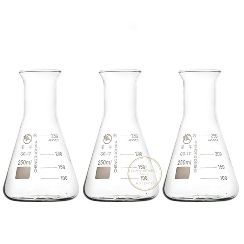 1Pcs 50ml to 1000ml Trumpet-shaped mouth transparent triangle glass flask conical flask Erlenmeyer Flask labratory equipment