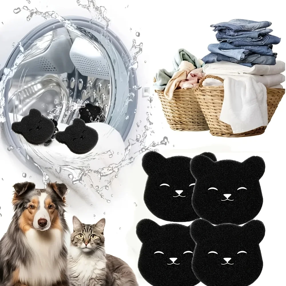 2-8PCS Pet Hair Remover Bear Shape Laundry Ball Washing Machine Lint Catcher Reusable Clothes Sofa Cat Dog Hair Cleaning Sponge