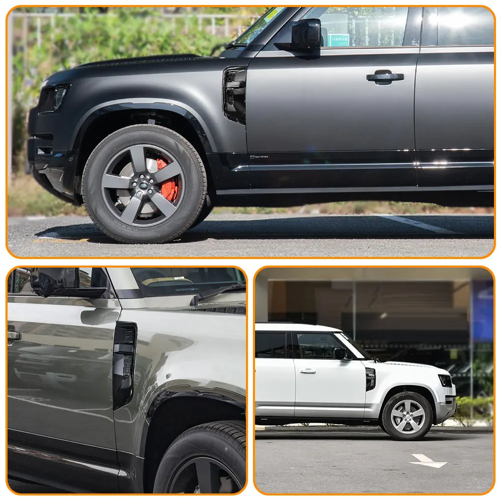 oceanside Griglia di Presa d'Aria Anteriore Laterale, Decorazione di Copertura Nera Lucida di Ricambio per Land Rover Defender 2004‑2019