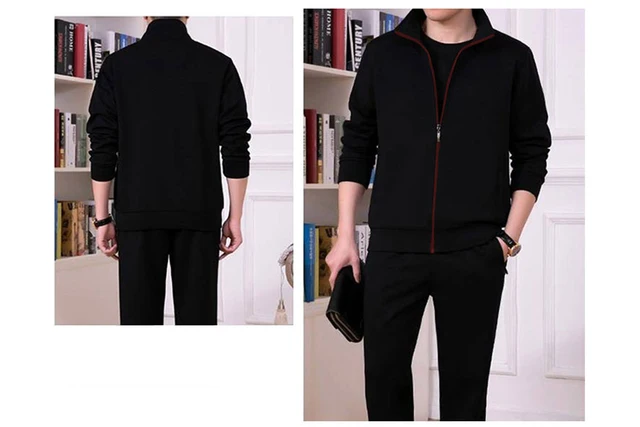 Vêtement Chaud Survêtement Homme Hiver Jamron - Veste à Capuche Et Pantalon En Coton Doublé Polaire, Poches