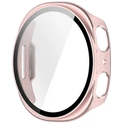 Premium Protective PC Case Cover with Screen Protector Glass for Watch8 9 40mm (Rose Pink)