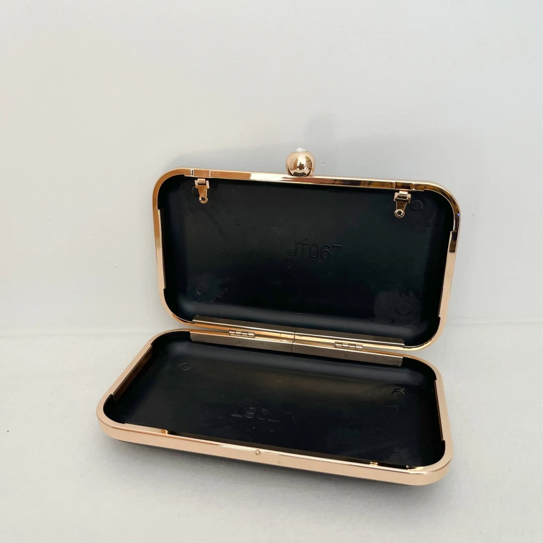 20cm Rectangle Shell Box Bag Clutch Frame Women Purse Frame Chain Clasp Loop Pearl Head Lock Handmade Accessories Materials
