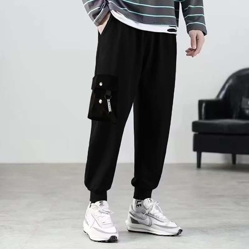 n-style black storm pants men's and women's high street athletic pants ins trendy straight-leg slacks casual pants