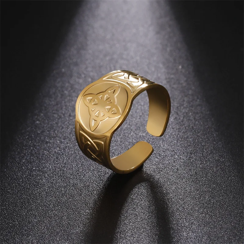 Keltische Hexen knoten Ring Edelstahl Schmuck Hexen knoten Fingerringe Hexerei Wicca Amulett Schutz ringe Party Geschenke – Detail 9
