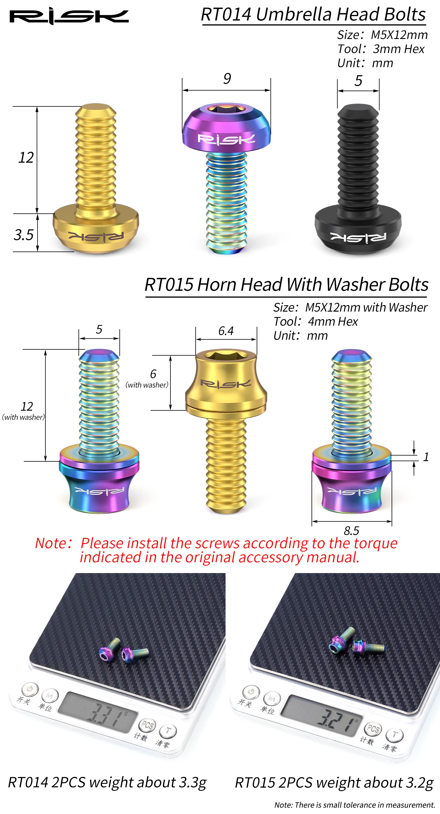 RISK M5x12mm Ti Bicycle Water Bottle Cage Bolt Titanium Bike Bottle Holder Screw Cycling Accessories bicycle water bottle cage,bicycle bottle holder,water bottle holder,bicycle bottle cage screws