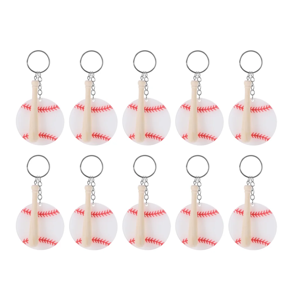 

10 Pcs Baseball Keychain Fob Keyring Accessories Gift Keychains for Boys Wood Miss Women Backpack
