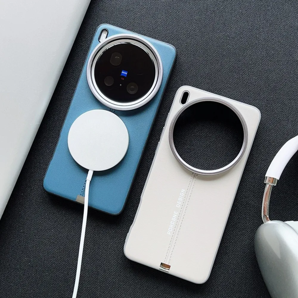 Luxury PU Leather Magnetic Wireless Charging Protective Back Cover Case