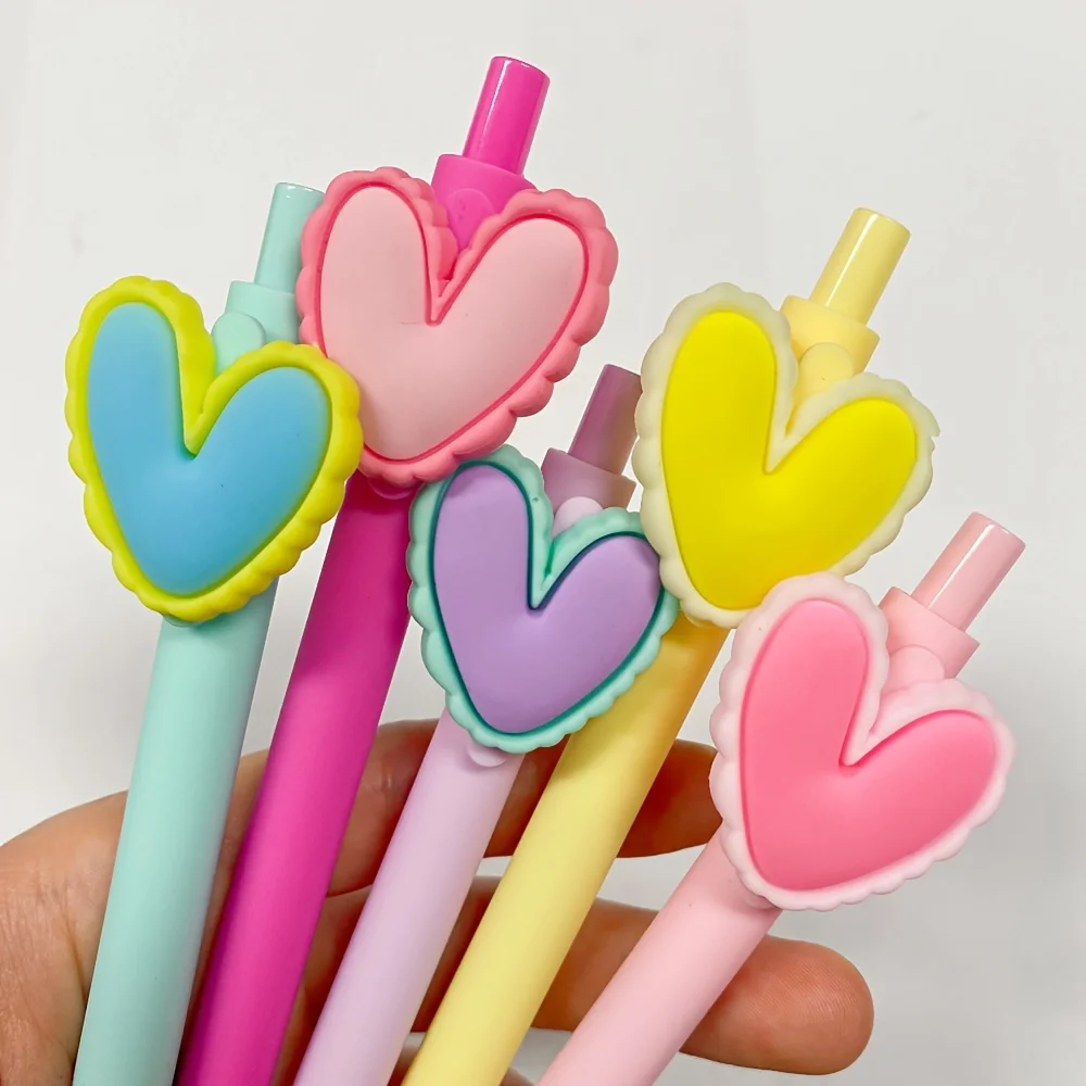 10pcs 하트 모양의 펜 검정 잉크 0.5mm 뾰족한 펜촉 결혼식 파티 사무실 문구 직장 동료 교사 생일 선물