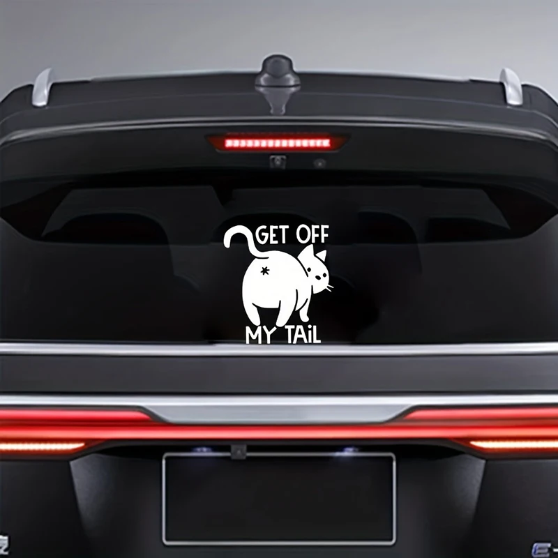 

Fun Decals Get Off My Tail Kitty Cat Vinyl Stickers Car Truck Laptop Helmet Wall Flat Decor Waterproof Decals PVC Hot Sale