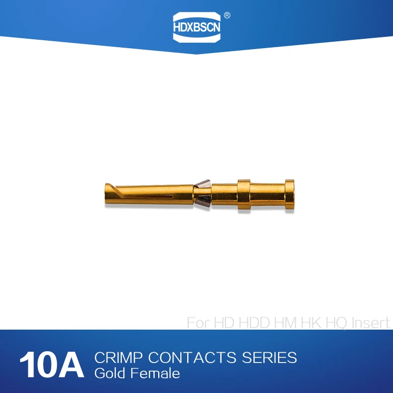 

HDXBSCN Heavy Duty Connector Gold Female Crimp Contacts Pin 10 A For HD, HDD,HM,HK,HQ Insert