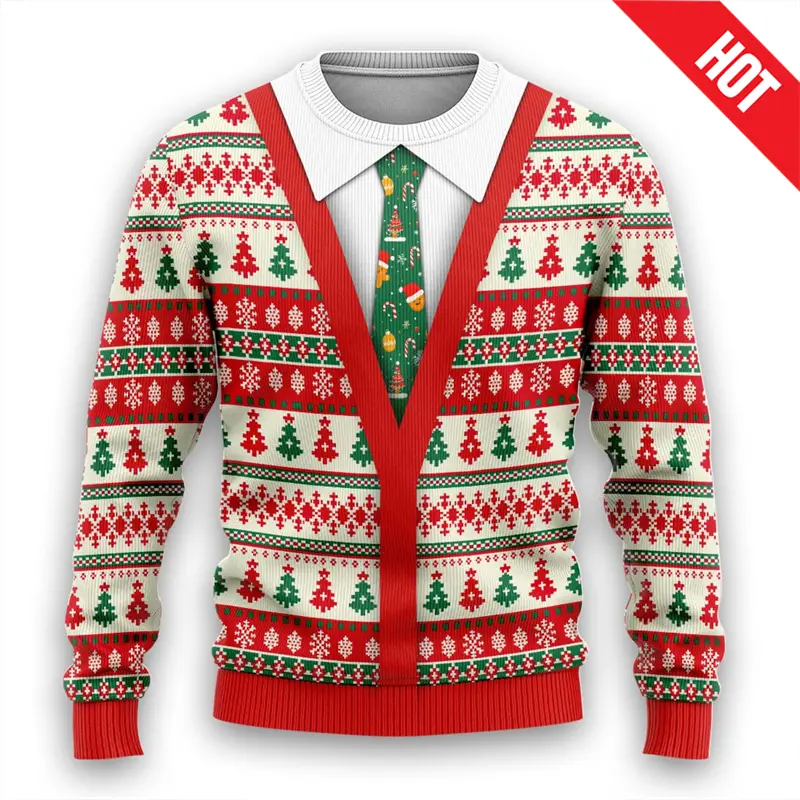 Men Women New Year Eve Xmas Sweatshirts Kid 3D Funny Suit Print Holiday Party Jumper Top Couples Pullover Ugly Christmas Sweater - Image 13