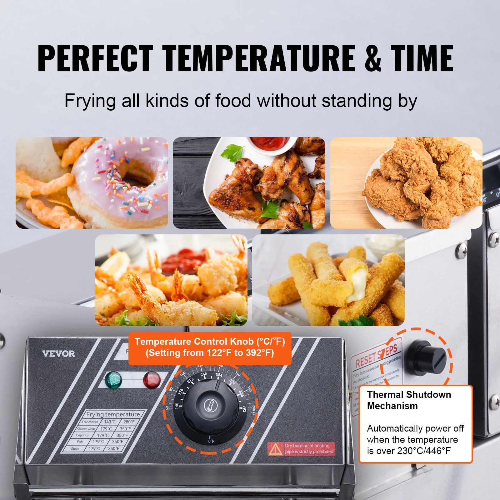 VEVOR Commercial Electric Deep Fryer, 24L 3000W Electric Countertop Fryer with Dual Removable Basket, for Kitchen, Restauran 4