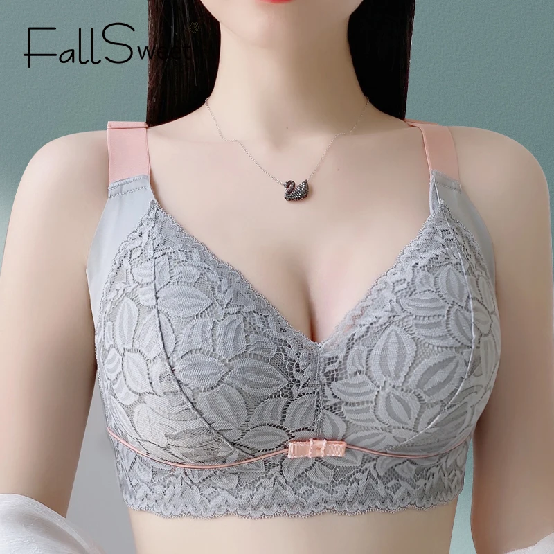

FallSweet Lace Bra Plus Size Sexy Bralette For Women Push Up thin Lace Underwear Wireless Lingerie Seamless Female Brassiere