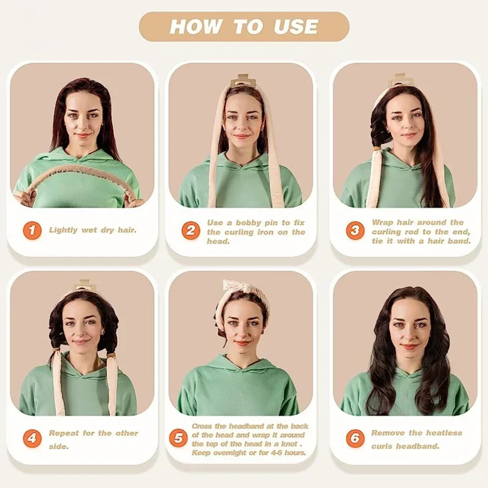Hair curling tools Heatless Curling Rod Headband No Heat Ribbon Hair Rollers Silk Curls Hair Curlers Sleeping Soft Headband Styling Tools