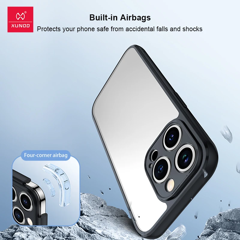 Xundd For iPhone 15 Pro Max Case For iPhone 15 Series Back Transparent Cover Soft Silicone Frame Multi-layer Lens Protection