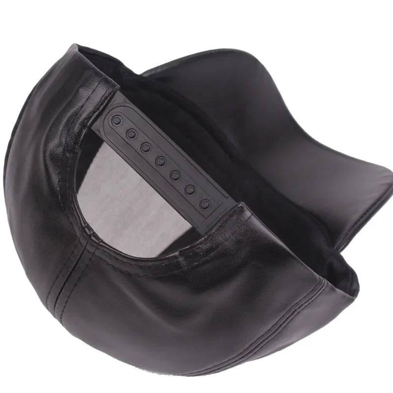 New PU Leather Baseball Cap - Unisex Adjustable Hip Hop Hat, Lightweight Solid Color Visor for Outdoor Sports & Sun 야구 모자