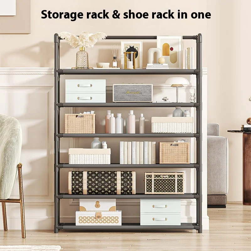 4/5/6 Layer Shelf Living Room Storage Rack Assembled Shoe Rack Portable Shoe Shelf Metal Bedroom Storage