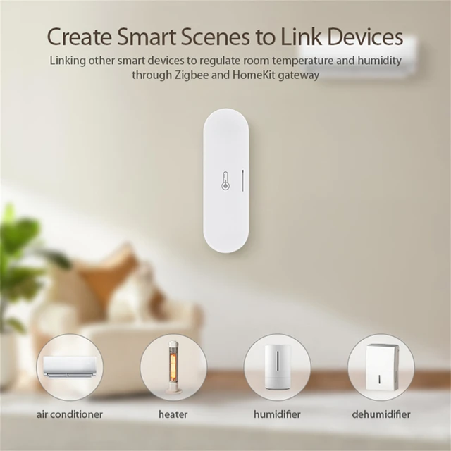 Tuya Homekit Zigbee Temperature And Humidity Sensor Battery USB Dual Powered Smart Home Scene Linkage Alexa Google Smart Life 5