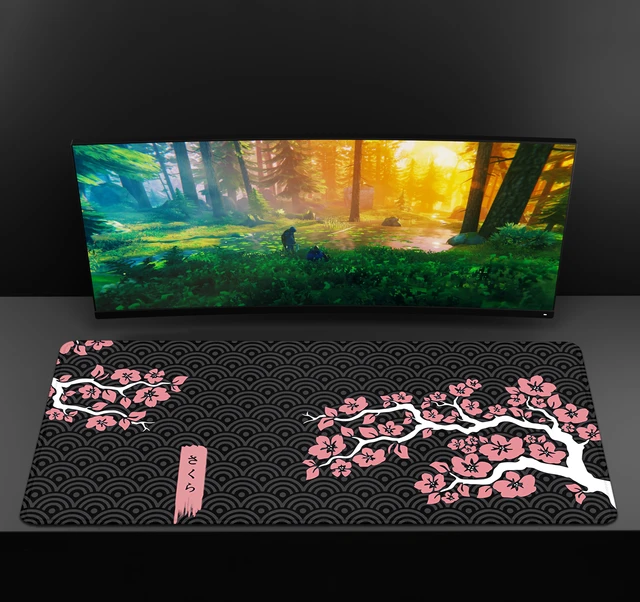 ゲーマー用大型ゲーミングマウスパッド,ピンクの桜,コンピュータデスク 
