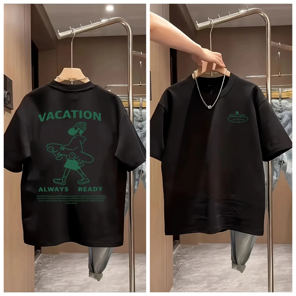 Beach Vibes Skateboard Pattern Unisex T-Shirt – Casual Outdoor Short Sleeve