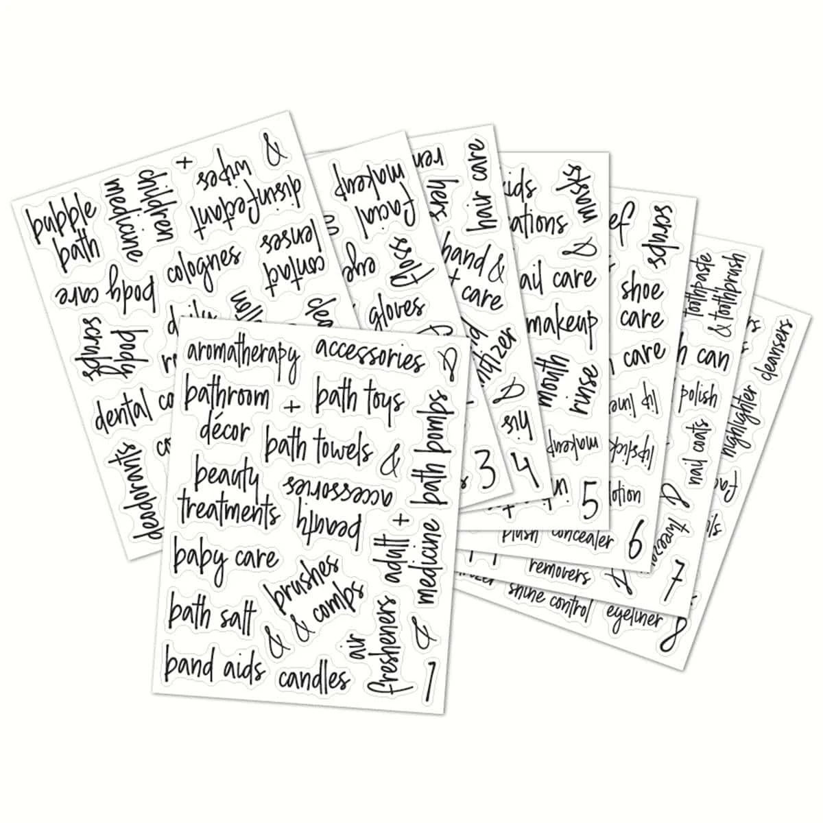 Label Stickers 189PC Cosmetic Label Sticker Black Transparent Bathroom Jar Storage Classify Waterproof Washable Beauty Care Bathroom Tank Label