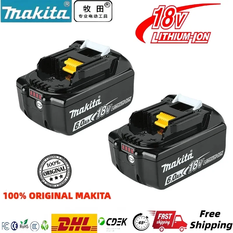 Makita 100% оригинальный перезаряжаемый аккумулятор для электроинструмента 6,0 Ач 18 в BL1830 BL1850 BL1840 BL1860 BL1815, сменный зеркальный литий-ионный