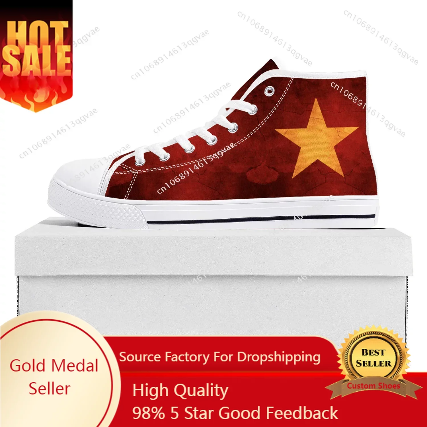 vietnamese Flag High Top High Quality Sneakers Mens Womens Teenager Canvas Sneaker vietnam Casual Couple Shoes Custom Shoe