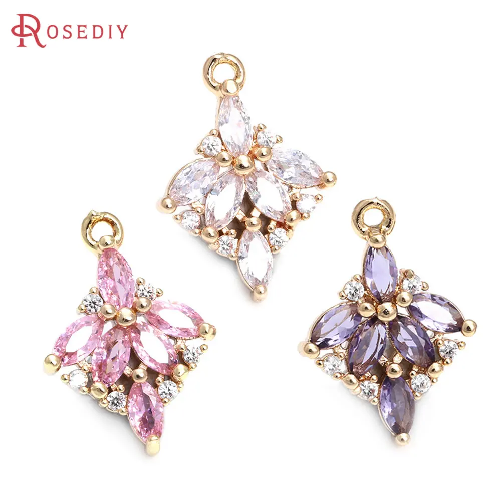 6PCS 18x8MM High Quality 18K Gold Color Brass and Zircon