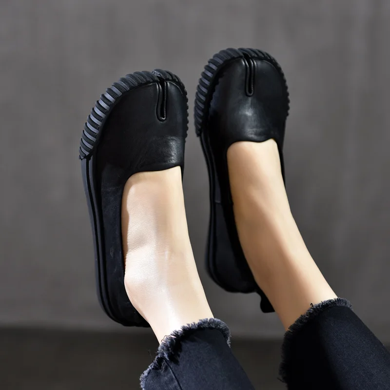 

IPPEUM Women Split Toe Flats Shoes Ballet Flat Summer Black Leather 2024 New Design Fashion Ballerinas Zapatos Mujer