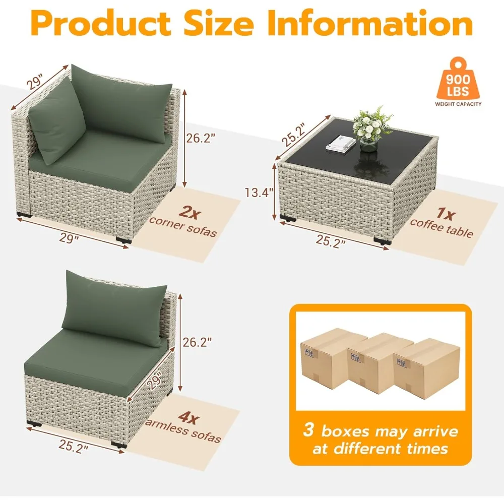 7-Piece Outdoor Wicker Sofa Set 6