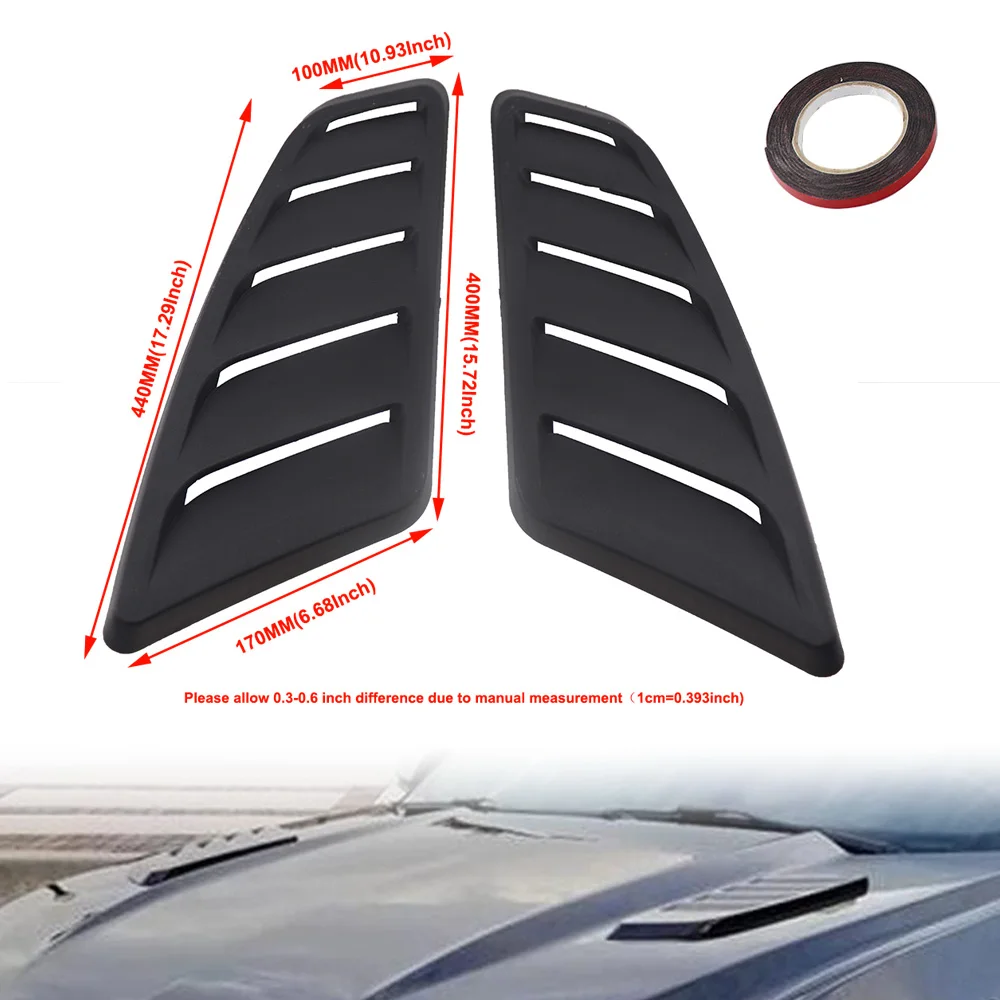범용 ABS 플라스틱 자동차 공기 흡입 스쿠프 보닛 후드 벤트, 전면 후드 벤트, 포드 머스탱 2015 2017 패널 트림에 적합, 2 개