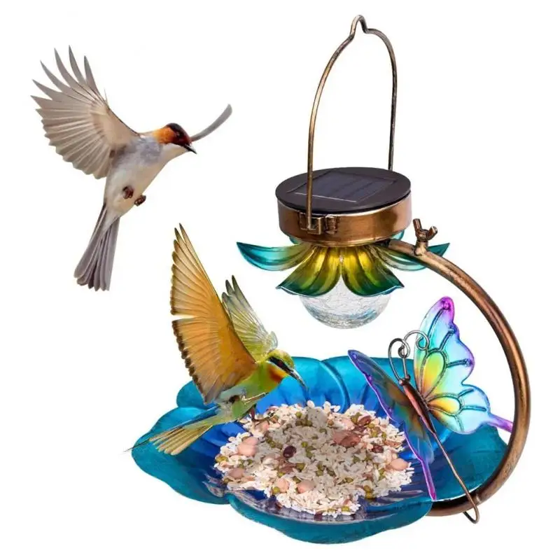 

Led Flower Light Lawn Tree Home Indoor Bird Feeders For Outdoors Metal Bird Feeder Lamp Solar Garden Yard Feeding Decoration