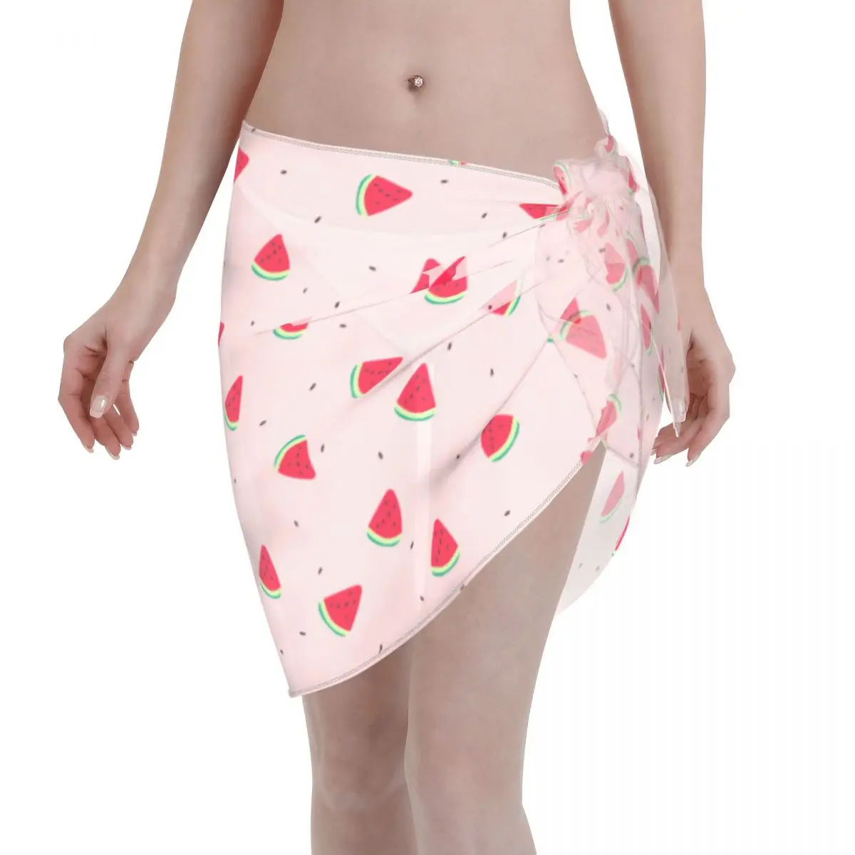 

Sexy Chiffon Swimwear Pareo Cute Summer Fruits Watermelon Cover Up Wrap Kaftan Skirts New Beach Dress Swimsuits Bikinis Cover-Up