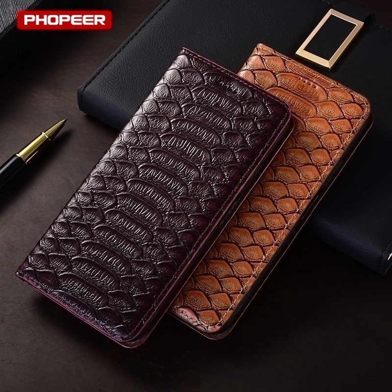 Premium Genuine Leather Flip Wallet Phone Case - Classic Book Style Cover