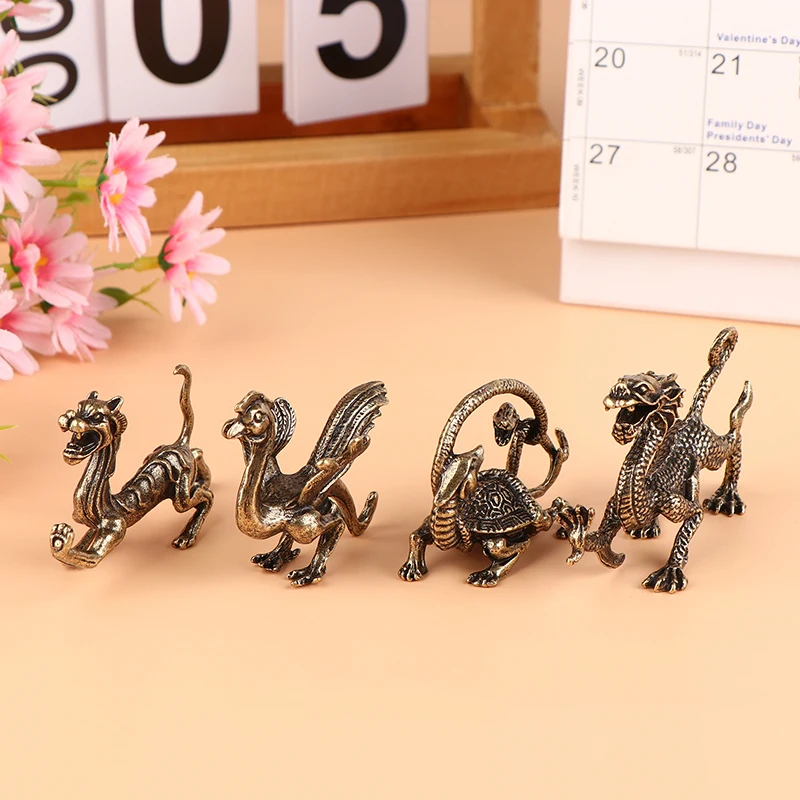 36 Styles Brass Chinese Ancient Mythical Beast Miniature Figurine Dragon Tiger Turtle Feng Shui Ornament Home Decoration Craft